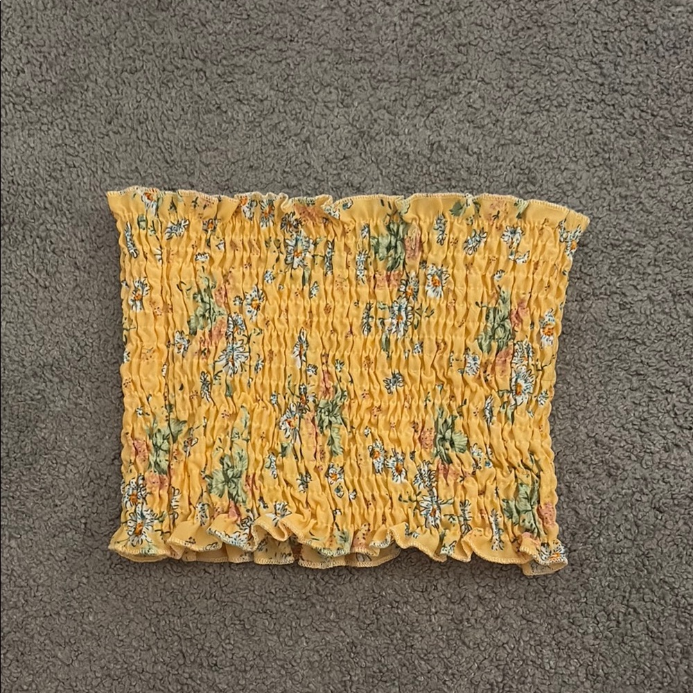 SHEIN Yellow Floral Tube Top